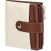 GAEKEAO Small Women Wallet Slim RFID Blocking Leather Bifold Compact Card Holder Wallet for Women with Zipper Change Pocket 3 ID Window