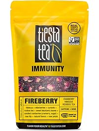 Cranberry Hibiscus Rooibos Tea | FIREBERRY 1.7 Ounce Pouch by TIESTA TEA | Caffeine Free | Loose Leaf Herbal Tea Immunity Blend | Non-GMO