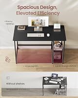 VASAGLE Computer Desk 120x60 cm with Left or Right Shelves Ebony Black LWD047B16 view 3