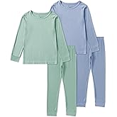 Jimonda Baby Boys Girls Pajama Sets Toddler Long Sleeve Sleepwear Sets Rayon from Bamboo Pajamas Sets 4pcs PJs 18M-8Y