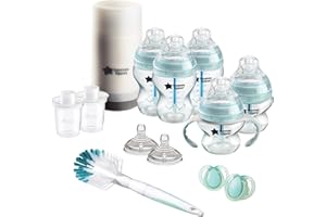 Tommee Tippee Advanced Anti-Colic BPA Free Baby Bottle Newborn Feeding Gift Set, Slow Flow Breast-Like Nipples & Unique Anti-Colic Venting System, Special Vented Wand Keeps Air Away From Milk & Baby