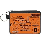 Buckle-Down Peanuts Wallet, Coin Purse, Snoopy Poses and Quotes Collage Orange Black, Canvas