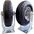 2-Pack 8-Inch Heavy Duty Industrial Pneumatic Casters, Zinc-Coated Top Rigid Plate, Black Rubber Wheel, Air Filled, Steel Hub with Ball Bearings-700 lbs. Capacity
