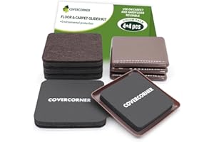 COVERCORNER Furniture Sliders for Hardwood Floors, Square Furniture Sliders for Carpet, 8 PCS 3 1/2 inch Combo Pack, Sliders for Moving Furniture-Brown