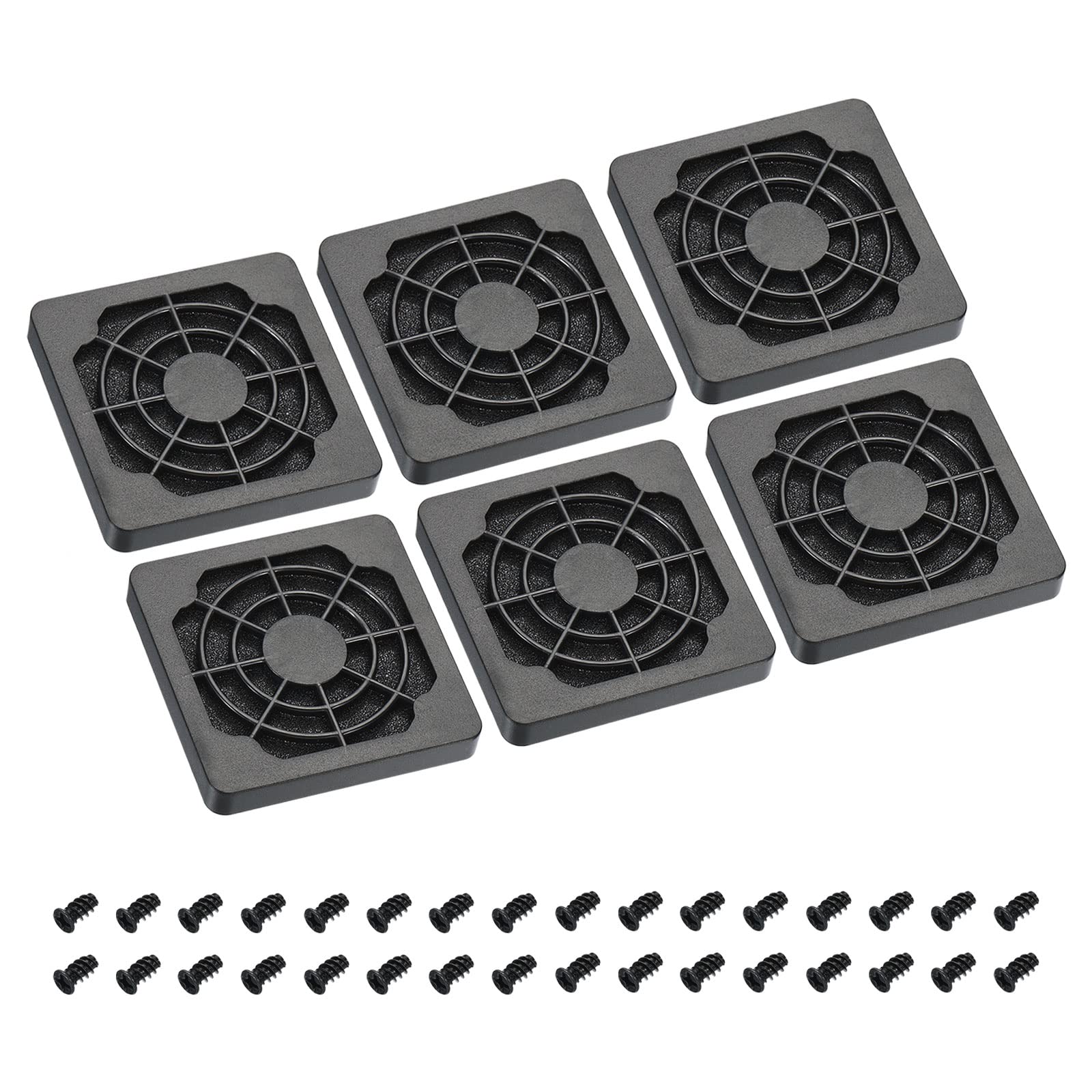 PATIKIL 50mm Cooling Fan Filter with Screw, 6 Pack ABS Ventilator Grill Protector Guard for Fan Protective Cover DIY, Black