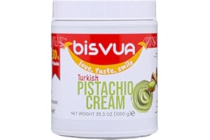 BISVUA Premium Pistachio Cream (30%), 1 kg (2.2 lb.) - Pistachio Butter & Spread - Perfect for Viral Dubai Chocolate Bar Kit - Kataifi, Ice Cream, Versatile Butter for Desserts, Breakfast