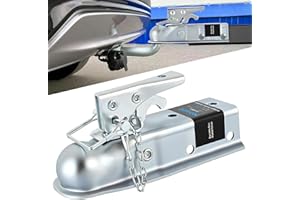 Nilight Straight Trailer Coupler with Security Latch&Chain for 1-7/8 Inch Hitch Ball, 2-Inch Channel,2000 LBS, Heavy Duty Trailler Tongue Coupler for Station Wagon, Truck, Bolted & welded installation