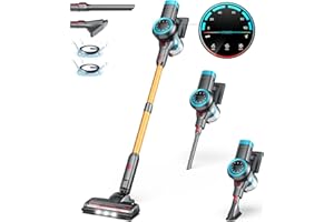 CHEBIO Cordless Vacuum Cleaner, 500W/40Kpa/60Mins Stick Vacuum with Self-Standing, Vacuum Cleaner with Smart Display, Anti-Tangle Vacuum Cleaners for Home/Carpet/Hardwood Floor/Pet Hair