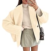 Yousify Womens Cropped Pea Coats Oversized Wool Blend Short Jackets Lapel Double Breasted Fall Winter Outerwear Outfits