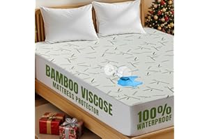 Utopia Bedding Protège-matelas imperméable en viscose de bambou pour grand lit, 200 g/m², pour matelas de 43,2 cm de profondeur, perméable à l’air, style ajusté avec poches extensibles