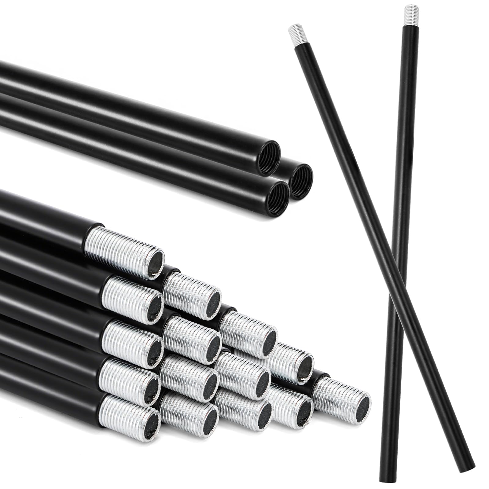 Photo 1 of Noamus 20 Pack Matte Black M10 Threaded Extension Rod, 12 Inches Chandelier Hanging Rods for Pendant Light, Kitchen Island Lighting, Lamp Fixture Down-rods&Stems, Dining Room, Living Space (30cm)