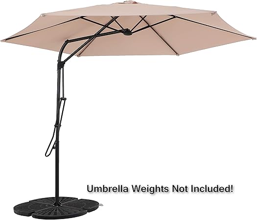 Amazon Com Sophia William 10ft Push Open Outdoor Patio Umbrella Offset Hanging Umbrella With 6 Sturdy Ribs Beige Garden Outdoor