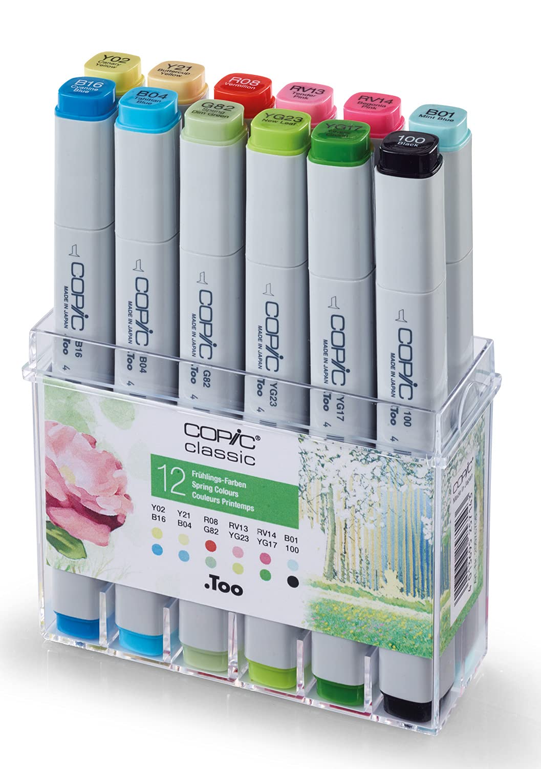 Copic Classic Coloured Marker Pen - Set of 12 Spring, For Art & Crafts, Colouring, Graphics, Highlighter, Design, Anime, Professional & Beginners, Art Supplies & Colouring Books