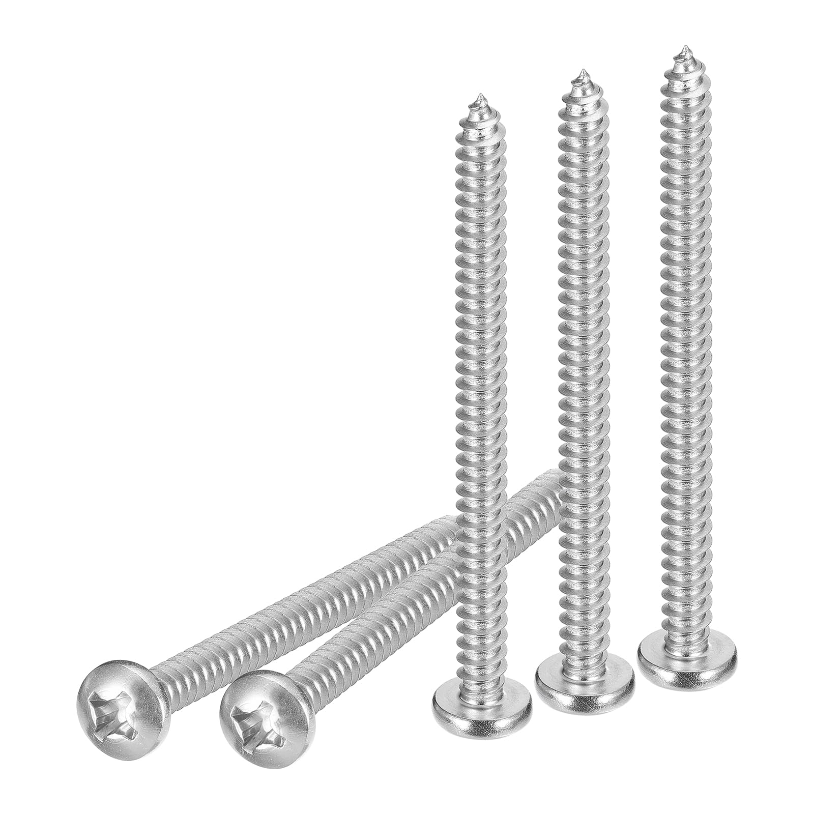 DTGN #12x3" Phillips Pan Head Self-tapping Screw - 25Pack - Bright Finish 304 Stainless Steel Sheet Metal Screws Wood Screws