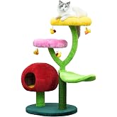 Catry Flower Cat Tree with Hideaway Condo, 3 Perches and Scratching Posts | Aesthetic floral cat condo tower for indoor cats, features durable sisal scratching posts, cozy plush flower beds &amp; perches