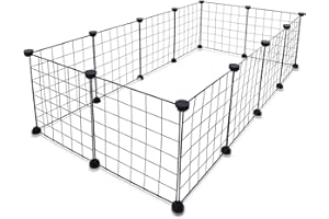 DZWLKJ Small Animal Cage Indoor, Pet Playpen Portable Metal Wire yd Fence for Small Animals, Guinea Pigs, Rabbits Kennel Crate Fence Tent, Black, (12Panels)