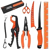 SHALL Fishing Tool Kit, Corrosion Resistant Fishing Gear and Equipment - Fishing Pliers, Fillet Knife, Fishing Scissors, Fish