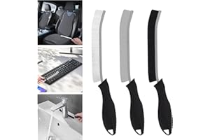 TQRR 3Pcs Cleaning Brush- Includes 1 Soft Bristle Cleaning Brush, 2 Hard Crevice Brush, Bathroom Cleaning Brush, Multifuntianal Grout Brush, Cleaning Tools for Auto Vent Wheel Kitchen House (Black)