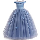 GetWish Flower Girls Formal Tulle Dress Princess Pageant Birthday Party Wedding Bridesmaid Ball Gown Long Dance Dresses