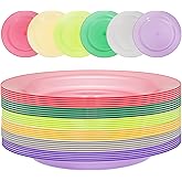 Cedilis 30 Pack Reusable Plastic Plates, 10 Inch Unbreakable Lightweight Dinner Plates, 6 Mixed Colours Round Plate for Parti