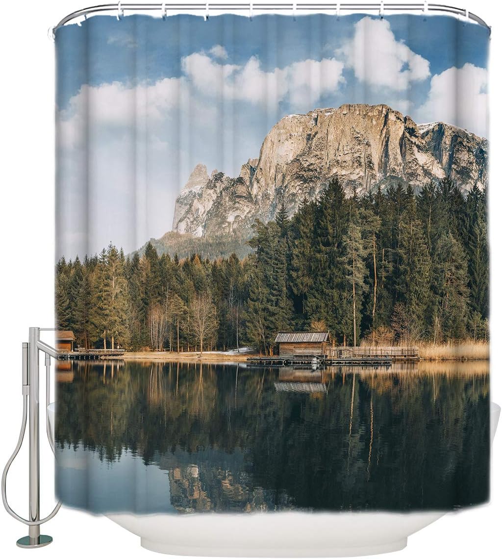 CHARMHOME Bathroom Shower Curtain Mountain Scenery