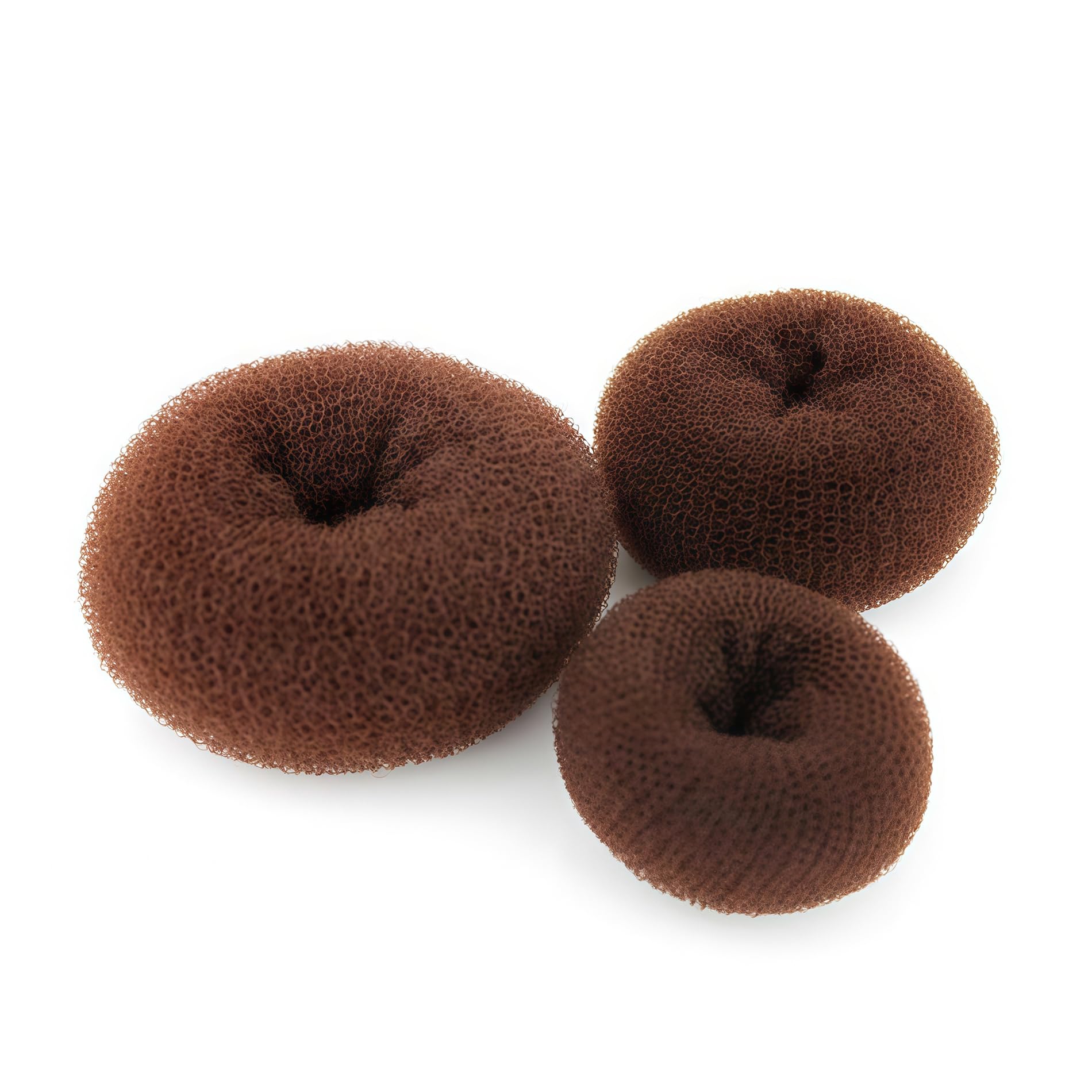 Beautiful Donut Hair Bun Makers- 3 Pieces Women Hair Chignon Donuts Ring Style Bun Maker Doughnut Shaper DIY Hair Styling Accessories (Brown)