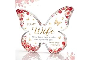 Glydein Romantic Valentines Day Gifts for Wife Her - 5x3.8x0.5 Inch Butterfly Acrylic Plaque Decor - Valentines Anniversary Christmas Mothers Day Wedding Birthday Gift for Wife