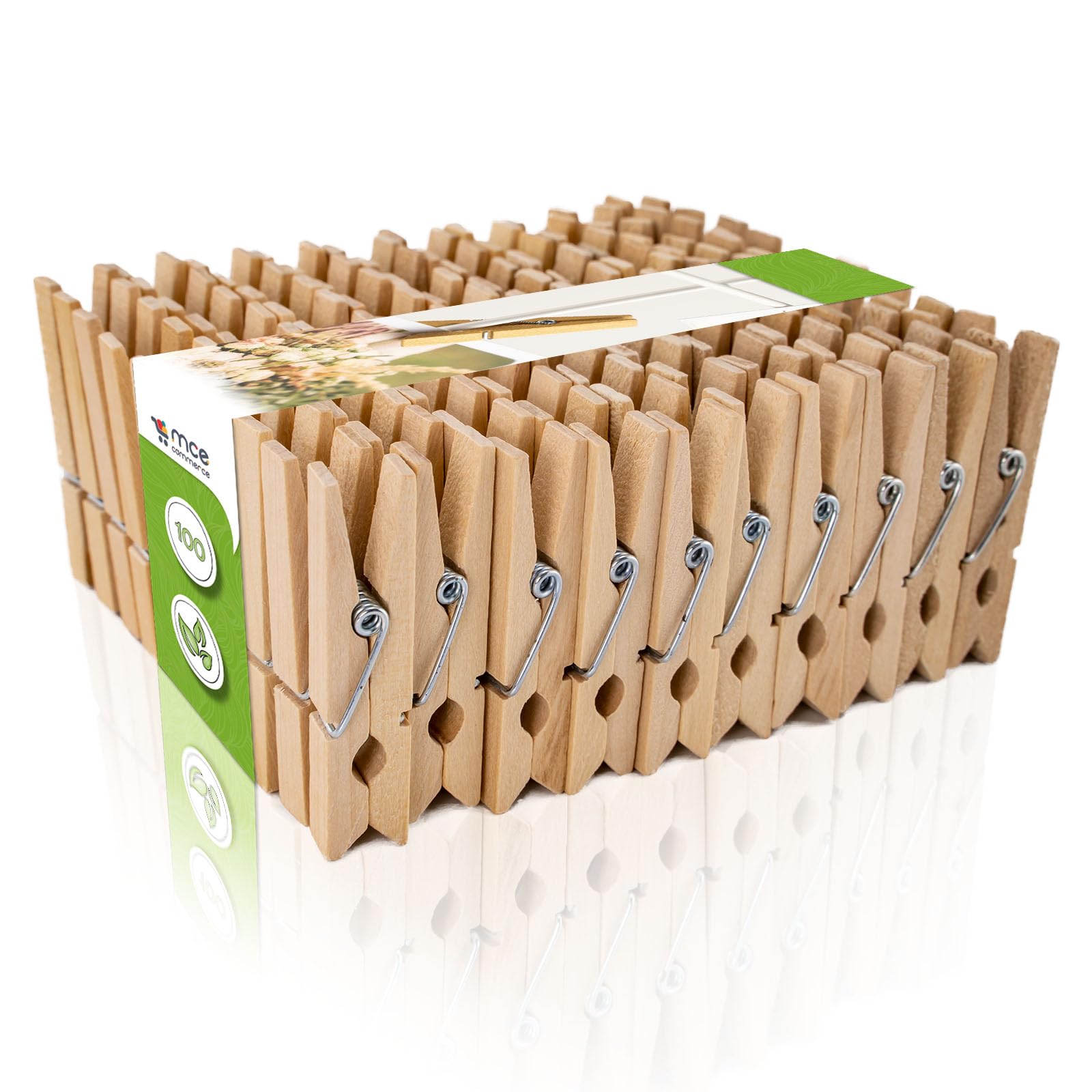 Wooden Clothes Pegs A00154025 Birch Wood 45 mm Pack of 100 Natural