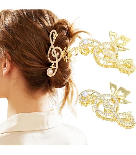 Amazon.com : Music Note Rhinestone Hair Claw for Women Girls  display picture 3