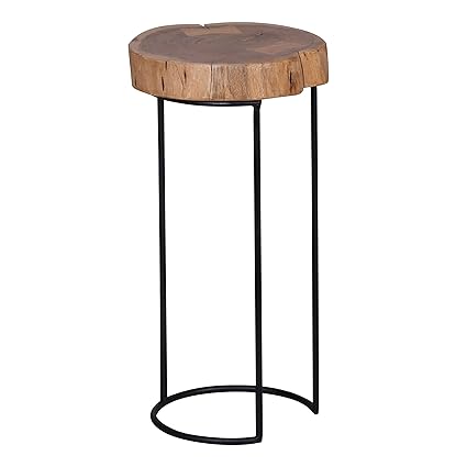 Wohnling Side Table Solid Wood Acacia Coffee Table Tree Trunk