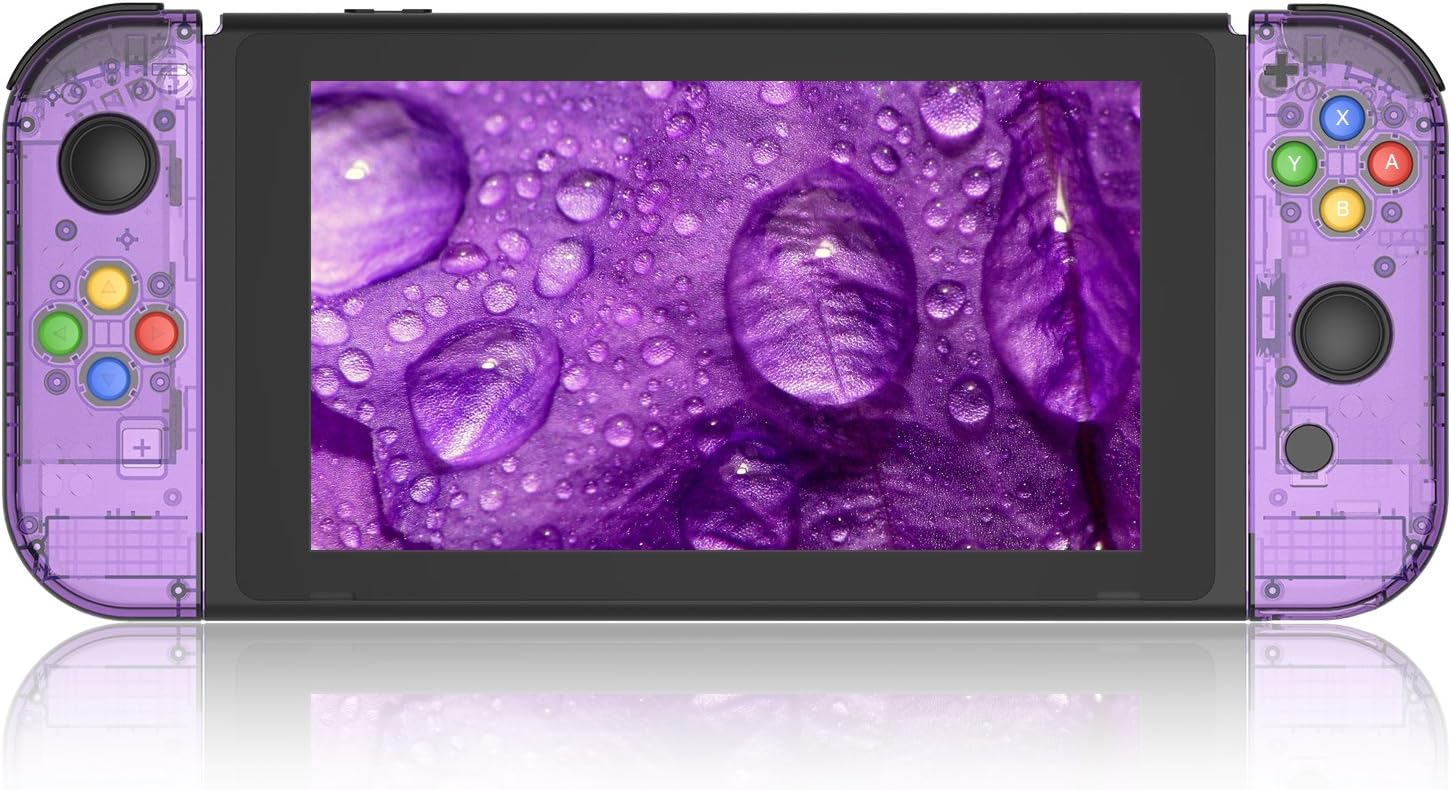 BASSTOP Portable DIY Replacement Housing Shell Case for Right Left Switch Joy-Con Controller Without Electronics (Joycon-Atomic Purple)