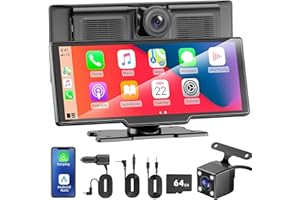 HAJOMEL Wireless 4K Carplay Screen for Car, 10.26" Smart Portable Apple Carplay & Android Auto Car Stereo Touchscreen, with Backup Camera, AM/FM, GPS/Mirror Link/AUX for All Vehicles