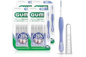 GUM Proxabrush Go-Betweens - Micro Tight - Interdental Brushes - Soft Bristled Dental Picks for Plaque Removal Health - Safe for Braces & Dental Devices, 10 Count(Pack of 4)