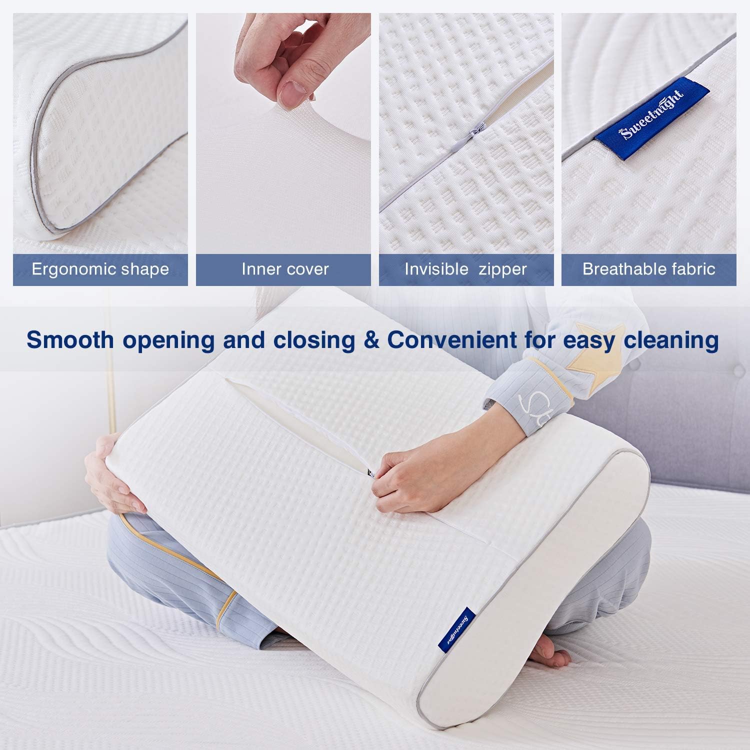 Ergonomic Anti Snore Contour Cervical Cool Bed Pillows for Night Sweats