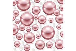 CUSMATION 20mm 14mm 10mm 100 PCS Floating Beads for Centerpiece and 800 PCS Water Gel Bead for Vases, Rose and Gold Beads for Centerpieces Vase Filler Floating Beads Pearls Home Wedding Decor