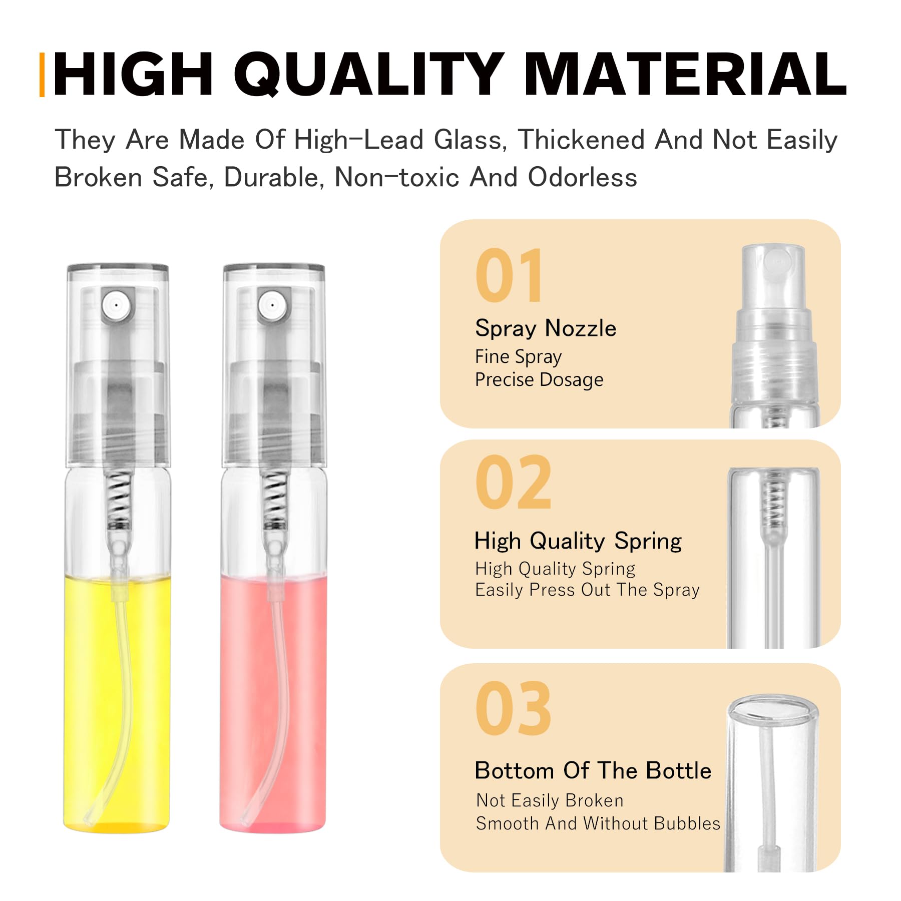 Mini Spray Bottle 5ml, Refillable Glass Spray Bottle, Glass Bottle Atomizer, Perfume Mouthwash Atomizer for Cleaning Refillable Container for Travel, Essential Oils, Perfume 60 Pcs, 5ml