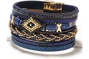 Long tiantian Bracelets for Women Trendy Stackable Leather Wrap Heart Bracelet Leather Cuff Bracelet Set Heart Modern Boho Jewelry for Women