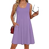 elescat Sundresses for Women Casual Loose Summer Dresses Sleeveless U Neck Tank Dress with Pockets