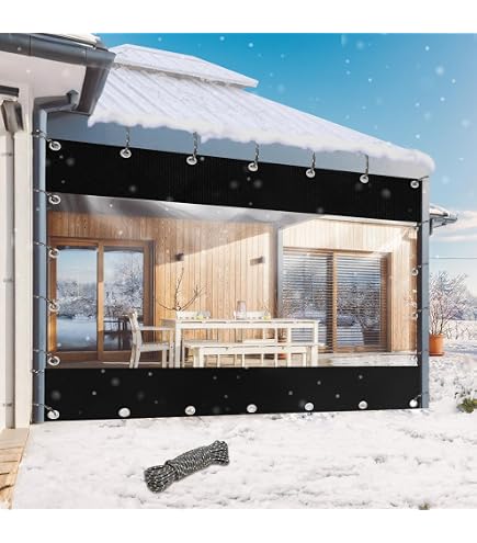 FoundGo Klare Vinyl-Vorhänge Für Terrasse - 19 Oz, Wasserdicht, Kältebeständig Bis -4°F, Mit Ösen