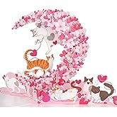 FaCraft Valentines Day Card - Romantic Cats & Cherry Blossom Moon Valentines Day Card, 3D Valentine Card Pop Up for Her, Him, Kids - Handmade 6x8 with Blank Writing Insert, Envelope, Seal