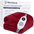 Westinghouse Heated Blanket Throw, Electric Throw with 6 Heating Levels, 2-10 Hours Time Settings, Overheat Protection, Machine Washable, Flannel (Throw, 50x60 Inches, Wine Red)