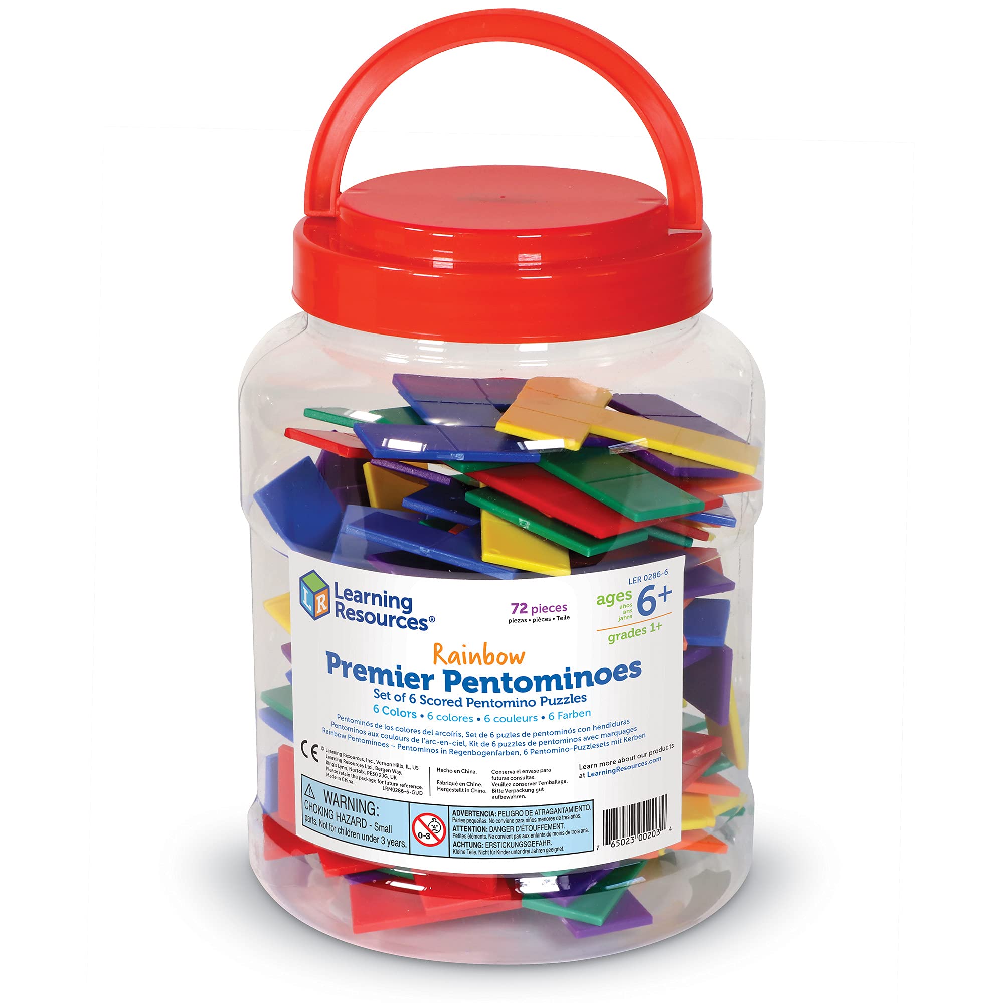 Learning Resources Rainbow Premier Pentominoes - 72 Pieces, Ages 6+ Early Geometry Skills & Concepts, Classroom and Homeschool Supplies