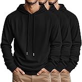 August Alley 3 Pcs Mens Big and Tall Hoodies Long Sleeve Pullover Lightweight Hooded Loose Drawstring Athletic Sweatshirts