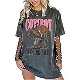 SOLY HUX Women's Graphic Tees Short Sleeve Vintage T Shirt Streetwear Country Concert Summer Tops