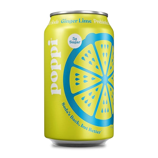 POPPI LIME GINGER PREBIOTIC SODA, 12 FZ