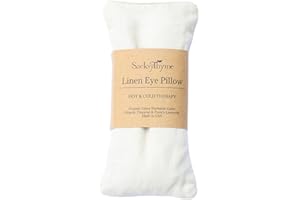 Sacksy Thyme Organic Linen Eye Pillow - Lavender & Flaxseed for Relaxation, Yoga, Stress Relief - Microwavable Heating Pad & Cool Compress - Made in USA - Gifts for Meditation