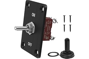 RVMARINEPAT Toggle Switch Waterproof ON/Off DPST 4 Pin 30A 12V DC 20A 120V AC Toggle Rocker Switch 2 Way with Mounting Panel 