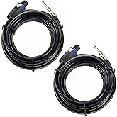 UMOKI 2PCS 15 Feet 12 Gauge Speakon to 1/4 Inch Male Speaker Cables - 15ft 12AWG Speakon to 1/4 Stereo Audio Interconnect Cords - 2 Pack