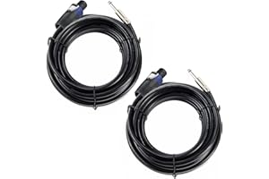 UMOKI 2PCS 15 Feet 12 Gauge Speakon to 1/4 Inch Male Speaker Cables - 15ft 12AWG Speakon to 1/4 Stereo Audio Interconnect Cords - 2 Pack