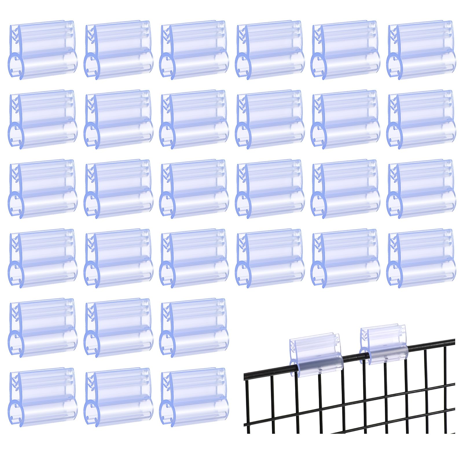 Photo 1 of 30Pcs Grid Wall Sign Holder Clips,Upgrade Wire Shelf Label Holder,Grid Display Card Holder,Plastic Grid Clips Grid Wall Accessories for Wire Rack for Hanging Product Labels Multi-use Grid Sign Clips